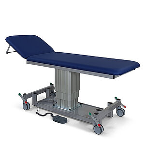 Liege mit mittig angeordneter Hubsäule zur sanften Höhenverstellung für Untersuchung, Behandlung und Therapie in Praxis, Krankenhaus und Ordination mit 2-teiliger Liegefläche - Modell 6000E
