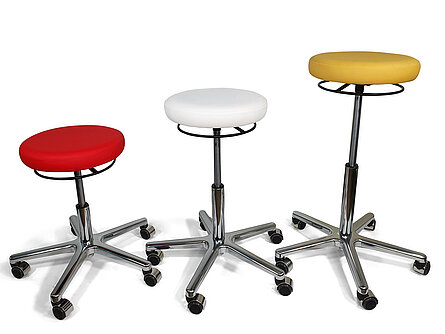Drehhocker, fahrbar, höhenverstellbar, verschiedene Höhenverstellbereiche - hoch