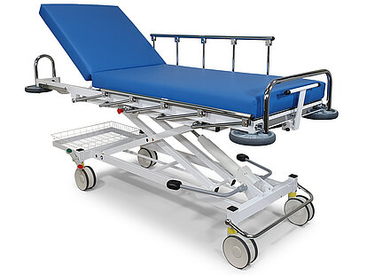 Modell 2410XL/H - Stretcher, Transportliege, Aufwachliege mit Schocklagerung, abnehmbarer Polsterauflage und hydraulischer Höhenverstellung