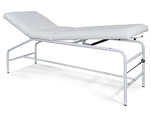 Modell 118 / 119, Untersuchungs- und Behandlungsliege, ohne Höhenverstellung, Liegefläche 3-teilig, aus Rundrohr, Kopfteil negativ verstellbar