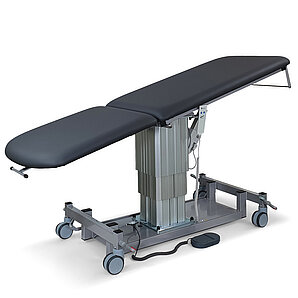 Liege mit mittig angeordneter Hubsäule und motorischer Neigungsverstellung der Liegefläche für Untersuchung, Behandlung und Therapie in Praxis, Krankenhaus und Ordination - Modell 6050E